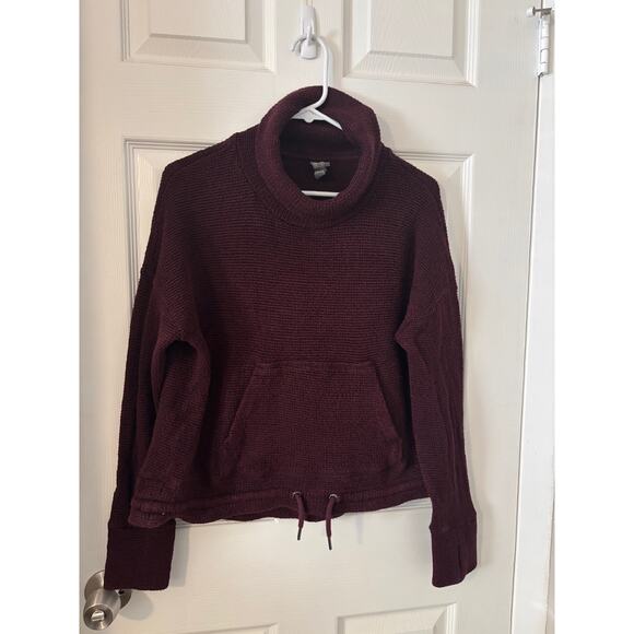 Sweaty Betty Restful Boucle Sweatshirt Funnel Neck Kangaroo Pouch Red Wine sz S - Picture 4 of 9